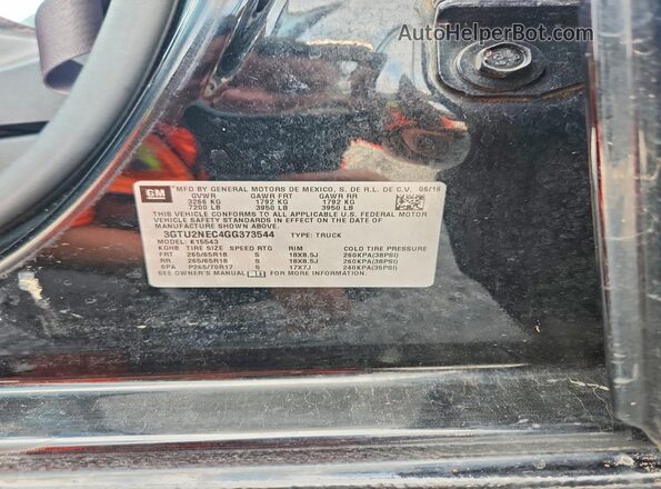 3GTU2NEC4GG373544 2016 GMC SIERRA Black Շարժիչի բաժամունքի տեսք