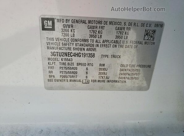 3GTU2NEC4HG191358 2017 GMC SIERRA White Widok komory silnika