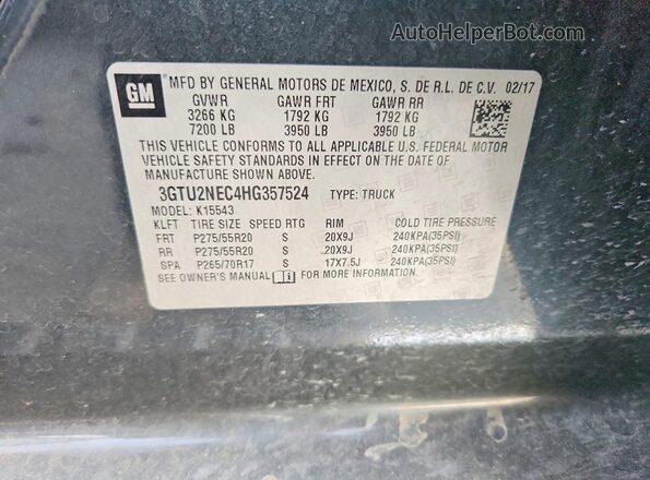 3GTU2NEC4HG357524 2017 GMC SIERRA Gray Widok komory silnika