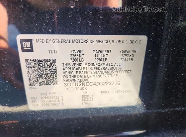 3GTU2NEC4JG223716 2018 GMC SIERRA Black Widok komory silnika