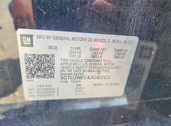 3GTU2NEC4JG422121 2018 GMC SIERRA Black Вид підкапотного простору