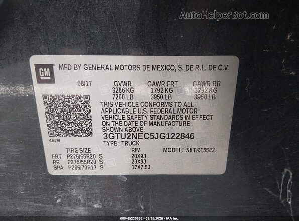 3GTU2NEC5JG122846 2018 GMC SIERRA Green Вид підкапотного простору