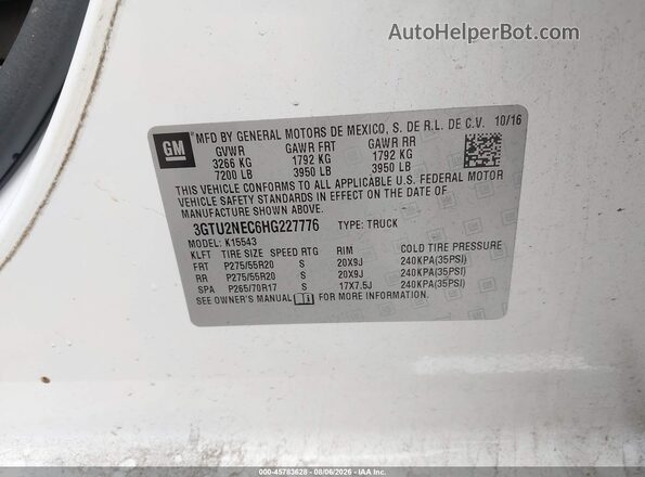 3GTU2NEC6HG227776 2017 GMC SIERRA White Vista del compartimento del motor