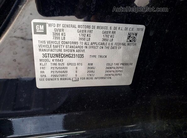 3GTU2NEC6HG231035 2017 GMC SIERRA Черный Вид подкапотного пространства