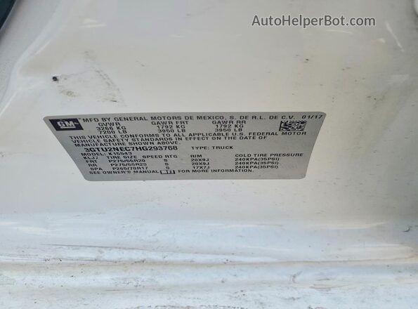 3GTU2NEC7HG293768 2017 GMC SIERRA White Widok komory silnika