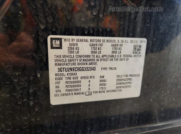3GTU2NEC8GG332043 2016 GMC SIERRA Black ძრავის განყოფილების ხედი