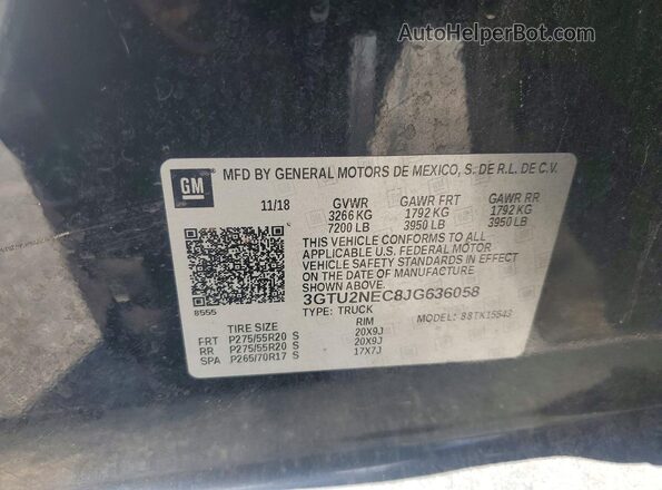 3GTU2NEC8JG636058 2018 GMC SIERRA Black Widok komory silnika