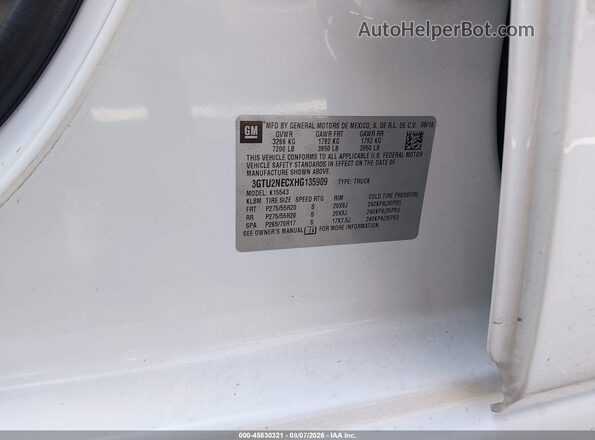 3GTU2NECXHG135909 2017 GMC SIERRA Белый Вид подкапотного пространства