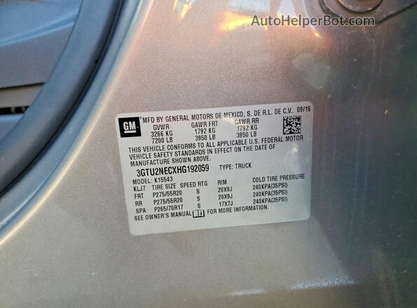 3GTU2NECXHG192059 2017 GMC SIERRA Gray Engine compartment view