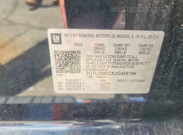 3GTU2NECXJG429784 2018 GMC SIERRA Black Widok komory silnika