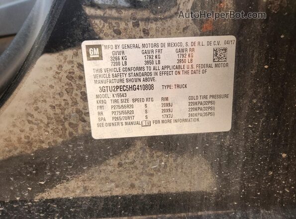 3GTU2PEC5HG410808 2017 GMC SIERRA Black Engine compartment view