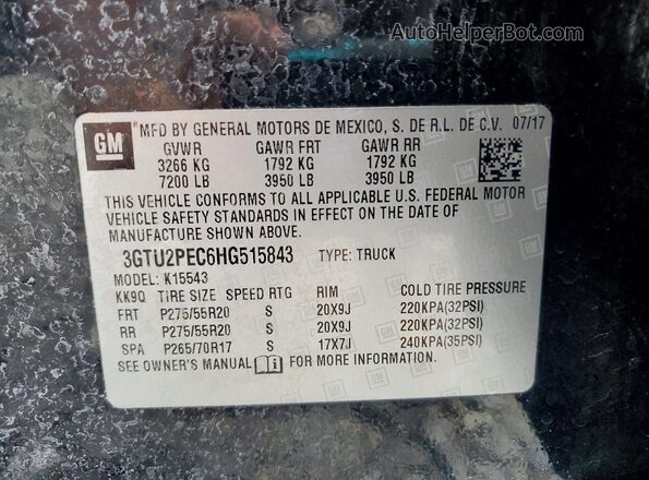 3GTU2PEC6HG515843 2017 GMC SIERRA Black Vista del compartimento del motor