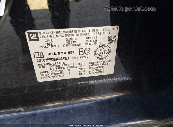 3GTU2PEC8GG333821 2016 GMC SIERRA Black Engine compartment view