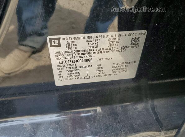 3GTU2PEJ4GG299892 2016 GMC SIERRA Черный Вид подкапотного пространства