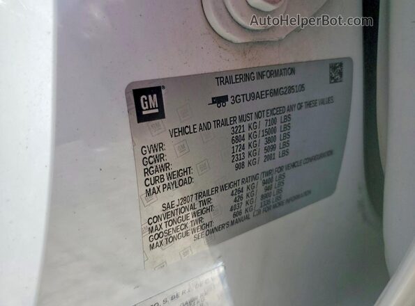 3GTU9AEF6MG285105 2021 GMC SIERRA White Engine compartment view