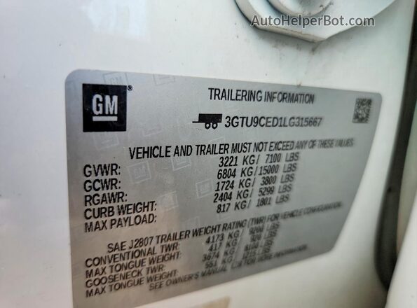 3GTU9CED1LG315667 2020 GMC SIERRA White Engine compartment view