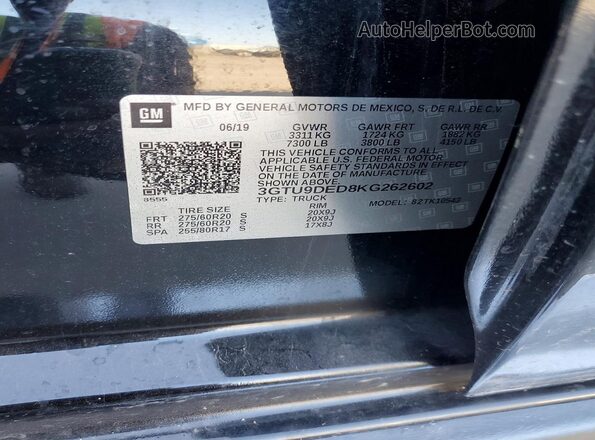 3GTU9DED8KG262602 2019 GMC SIERRA Black Շարժիչի բաժամունքի տեսք