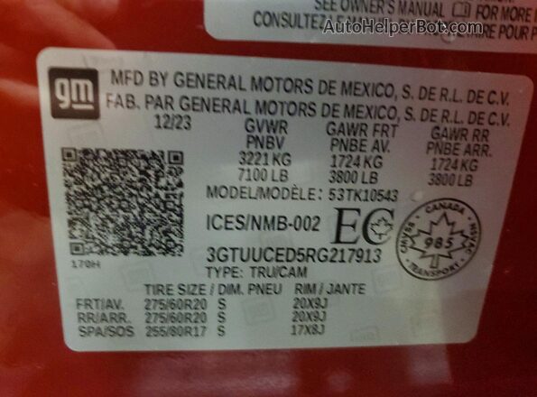3GTUUCED5RG217913 2024 GMC SIERRA Red Widok komory silnika
