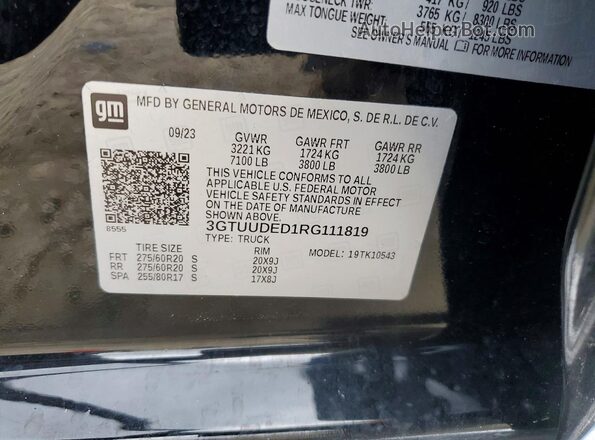 3GTUUDED1RG111819 2024 GMC SIERRA Black ძრავის განყოფილების ხედი