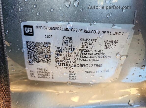3GTUUDED9RG177549 2024 GMC SIERRA Silver Вид наклейки з VIN-кодом