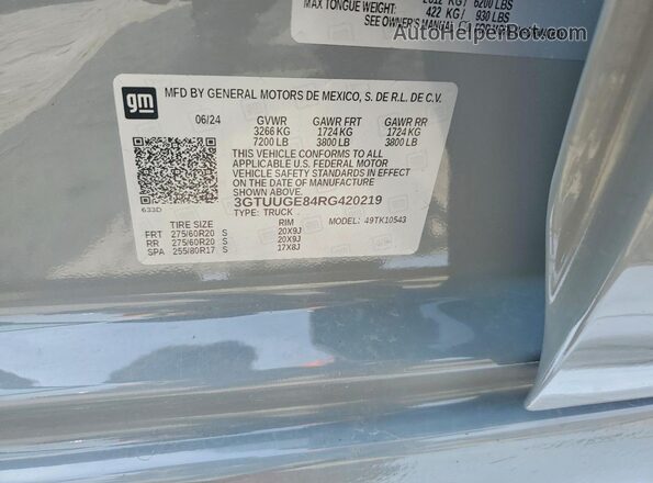 3GTUUGE84RG420219 2024 GMC SIERRA Серый Вид подкапотного пространства