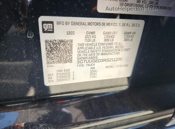 3GTUUGED3RG211230 2024 GMC SIERRA Black ძრავის განყოფილების ხედი
