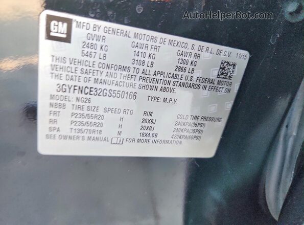 3GYFNCE32GS550166 2016 CADILLAC SRX Black 360 interior view