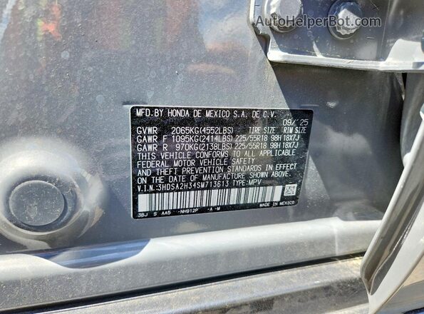 3HDSA2H34SM713613 2025 ACURA ADX Gray Панорамний вид салону 360°