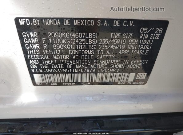 3HDSA2H51TM707979 2026 ACURA ADX White Engine compartment view