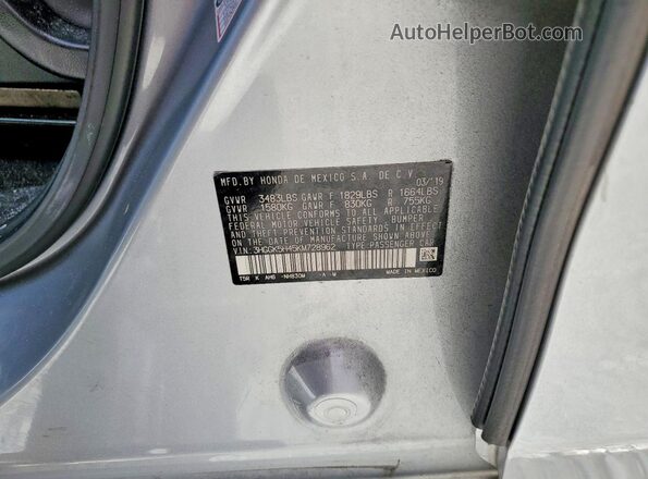3HGGK5H45KM728962 2019 HONDA FIT Silver Вид підкапотного простору