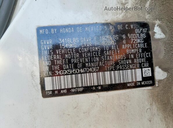 3HGGK5H50HM704067 2017 HONDA FIT Белый Вид подкапотного пространства
