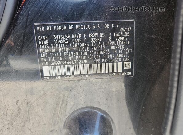3HGGK5H58HM712336 2017 HONDA FIT Black Вид підкапотного простору
