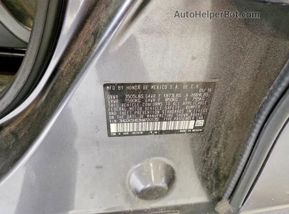 3HGGK5H83KM720135 2019 HONDA FIT Gray Շարժիչի բաժամունքի տեսք