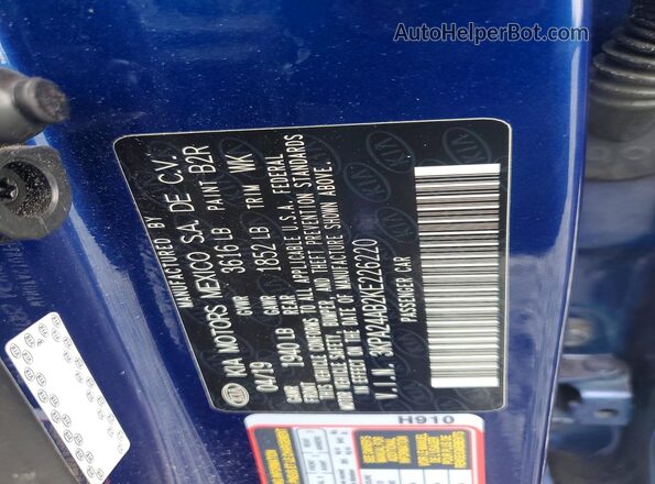 3KPA24AB2KE226220 2019 KIA RIO Blue Engine compartment view