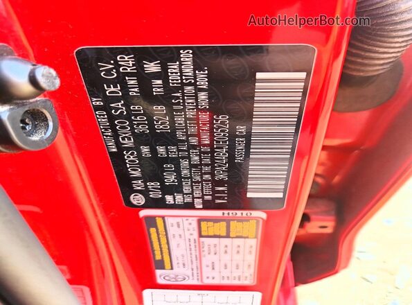 3KPA24AB4JE095256 2018 KIA RIO Красный Вид подкапотного пространства