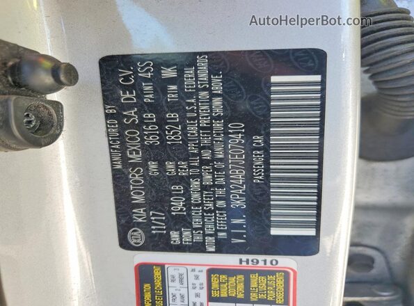 3KPA24AB7JE079410 2018 KIA RIO Silver Engine compartment view