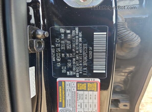 3KPA24AD0PE515816 2023 KIA RIO Black VIN կոդի պիտակի տեսք
