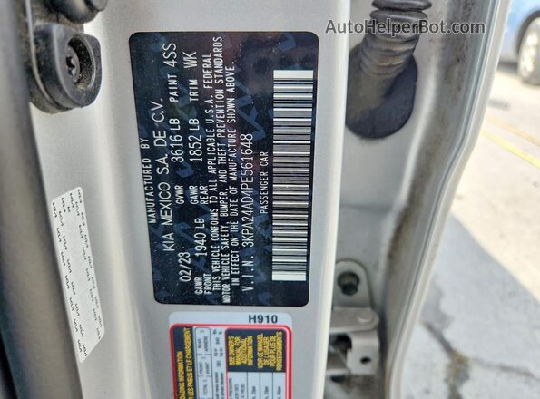 3KPA24AD4PE561648 2023 KIA RIO Silver Շարժիչի բաժամունքի տեսք