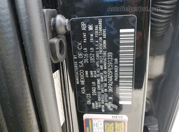 3KPA24AD5PE591239 2023 KIA RIO Black Engine compartment view