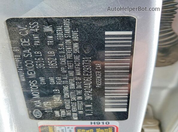 3KPA24AD6LE293731 2020 KIA RIO Silver 