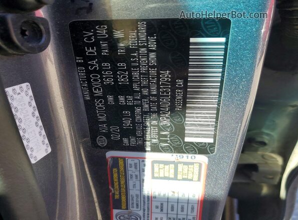 3KPA24AD6LE317994 2020 KIA RIO Серый Вид подкапотного пространства