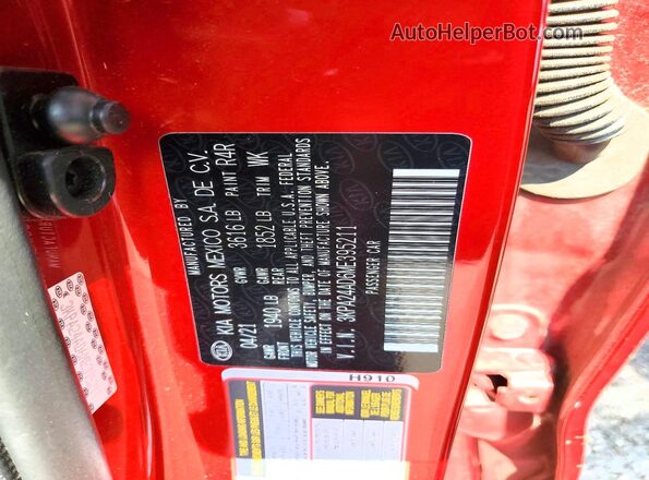 3KPA24AD6ME395211 2021 KIA RIO Red Vista del compartimento del motor