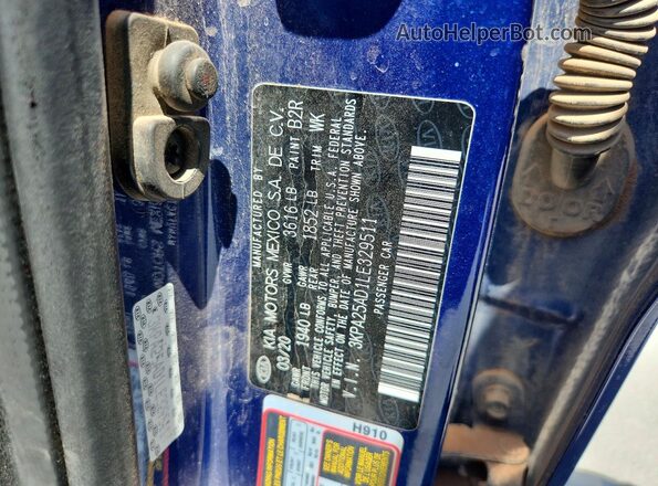 3KPA25AD1LE329511 2020 KIA RIO Синий Вид подкапотного пространства