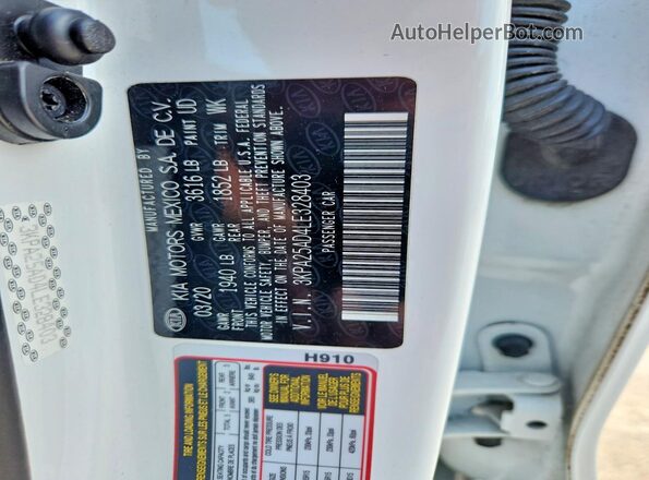 3KPA25AD4LE328403 2020 KIA RIO White Շարժիչի բաժամունքի տեսք