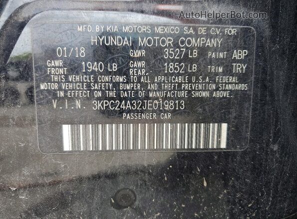 3KPC24A32JE019813 2018 HYUNDAI ACCENT Black Շարժիչի բաժամունքի տեսք