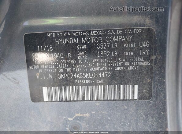 3KPC24A35KE064472 2019 HYUNDAI ACCENT Серый Вид подкапотного пространства