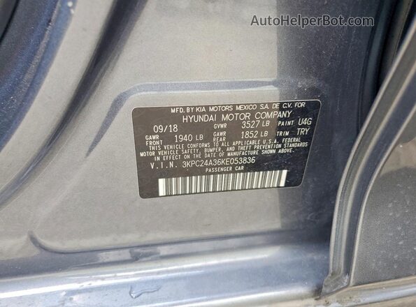 3KPC24A36KE053836 2019 HYUNDAI ACCENT Gray Engine compartment view