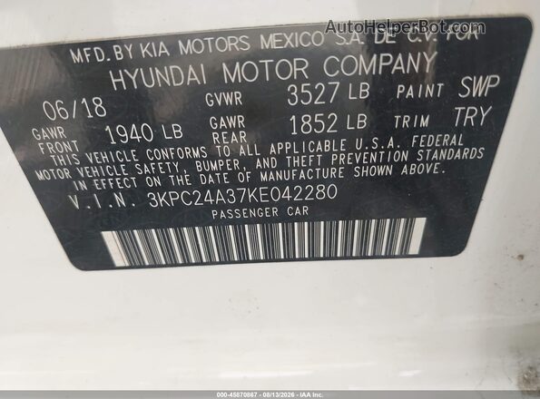 3KPC24A37KE042280 2019 HYUNDAI ACCENT White Շարժիչի բաժամունքի տեսք
