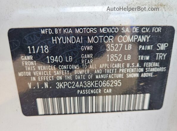 3KPC24A38KE066295 2019 HYUNDAI ACCENT White Вид підкапотного простору