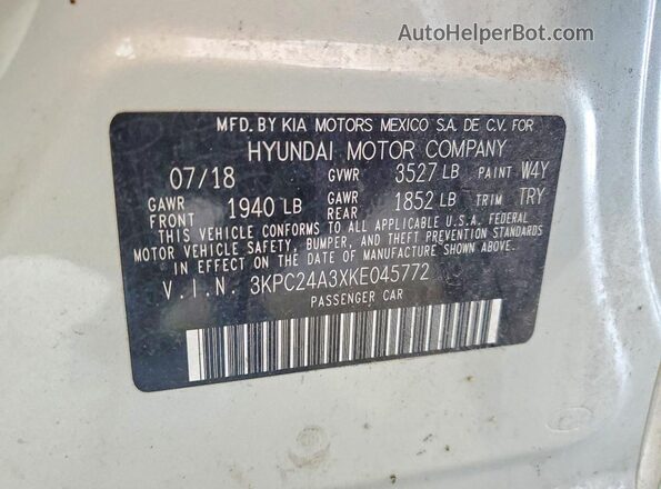 3KPC24A3XKE045772 2019 HYUNDAI ACCENT Silver ძრავის განყოფილების ხედი